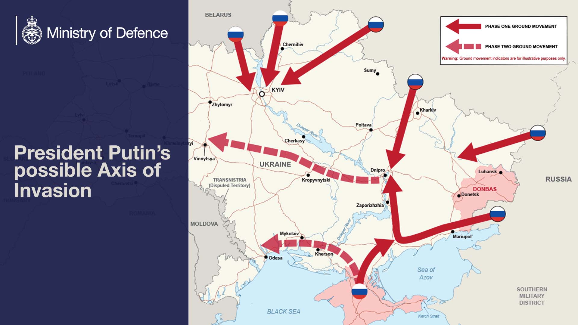 Два этапа наступления: Минобороны Британии показало карту вторжения РФ в Украину 