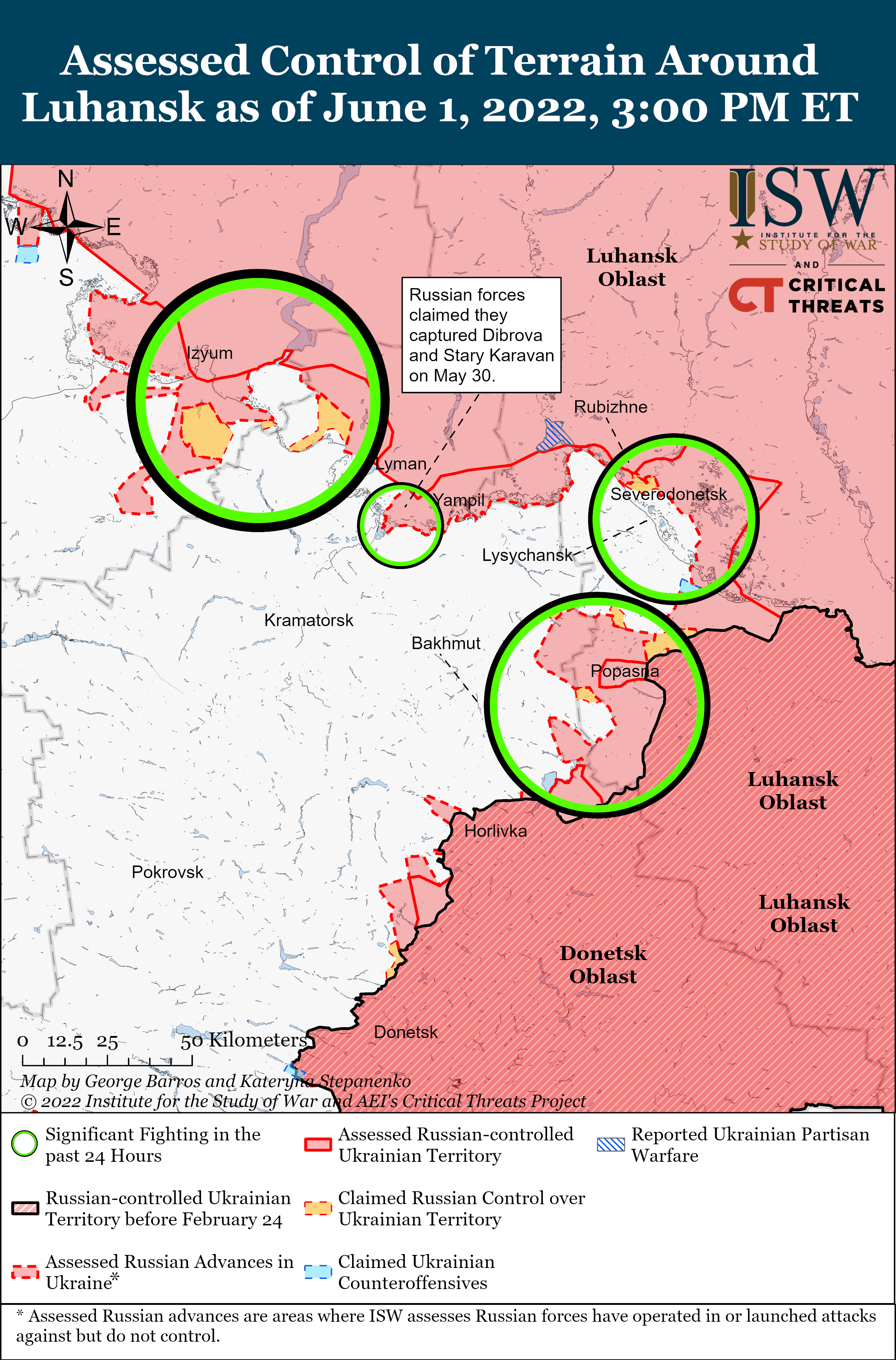 ​ISW: оккупанты готовятся к штурму Лисичанска, но уже не хотят форсировать Северский Донец