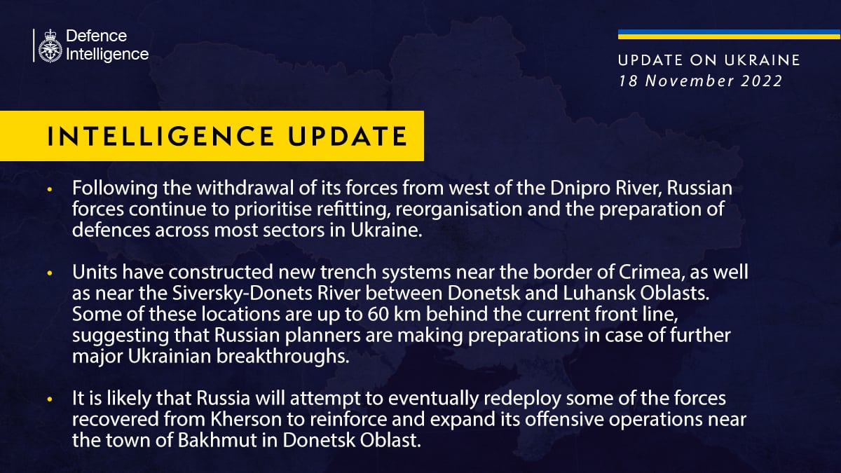 ​Британская разведка озвучила главный приоритет РФ после отвода войск с правого берега Днепра