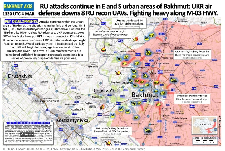 ВСУ провели контратаку возле Бахмута - опубликована карта боевых действий 