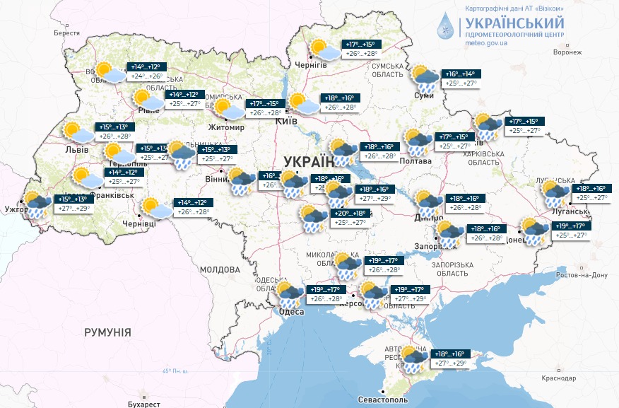 ​Ливни с градом и кое-где торнадо: погодные аномалии придут в Украину ночью