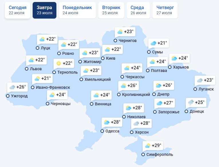 ​Холодный фронт схлестнется с антициклоном Hermiona над Украиной: чего ждать от погоды 22 и 23 июля