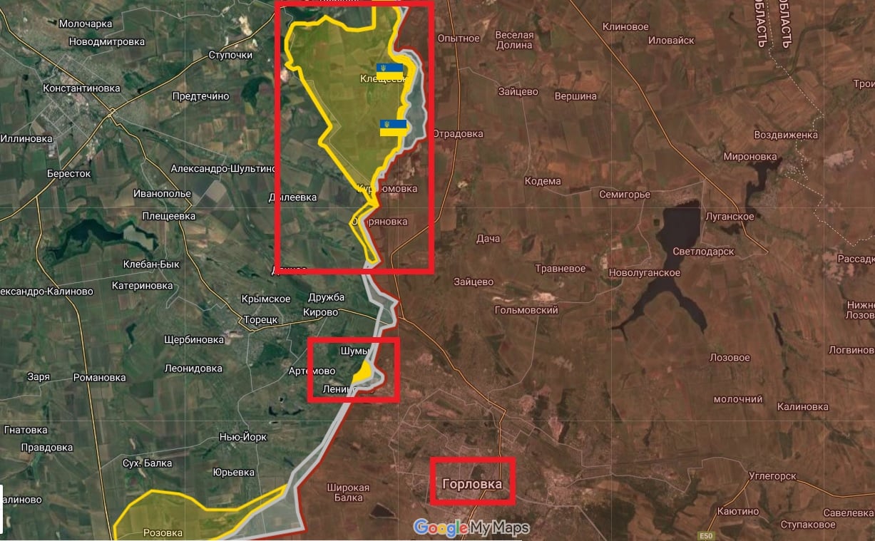 Продвижение ВСУ под Горловкой: появилась карта удара 