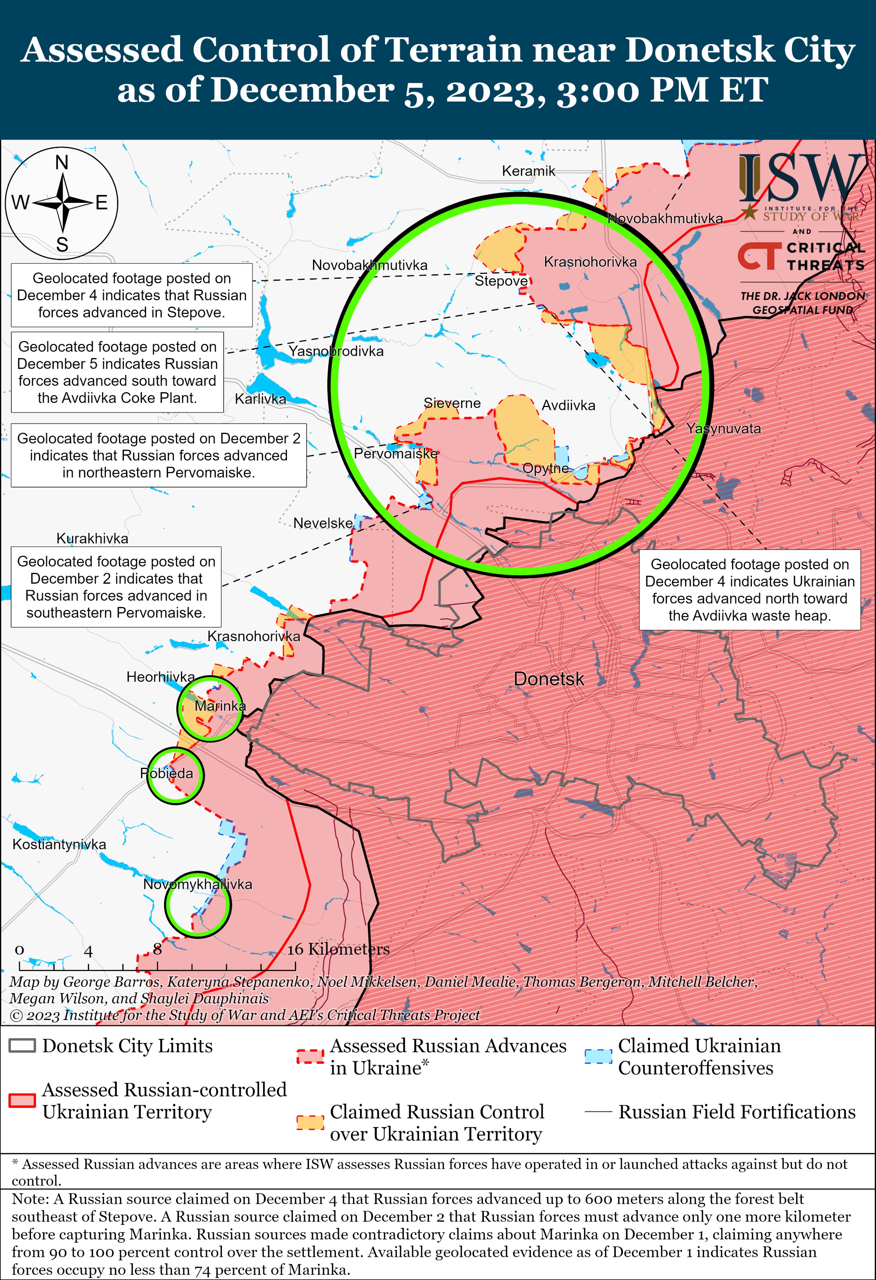 Российские оккупанты отступили сразу с двух позиций: в ISW рассказали о контратаках ВСУ в районе Авдеевки