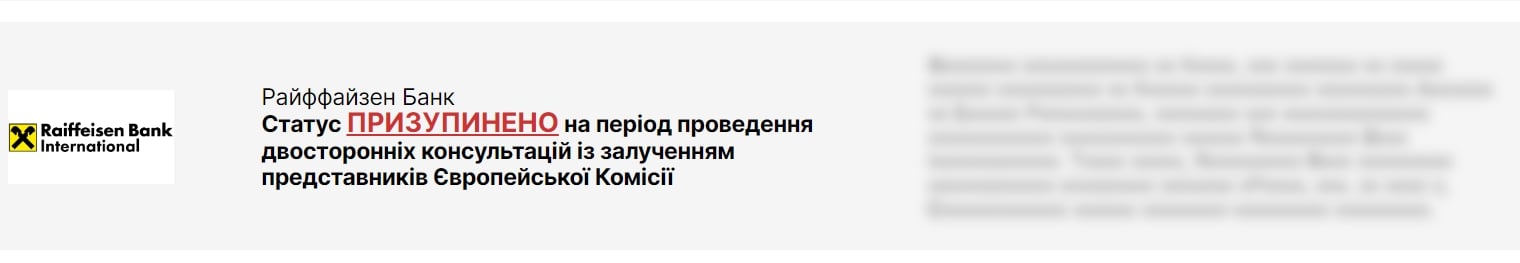 Украина исключила Raiffeisen Bank из списка спонсоров терроризма ради 12-го пакета санкций против РФ