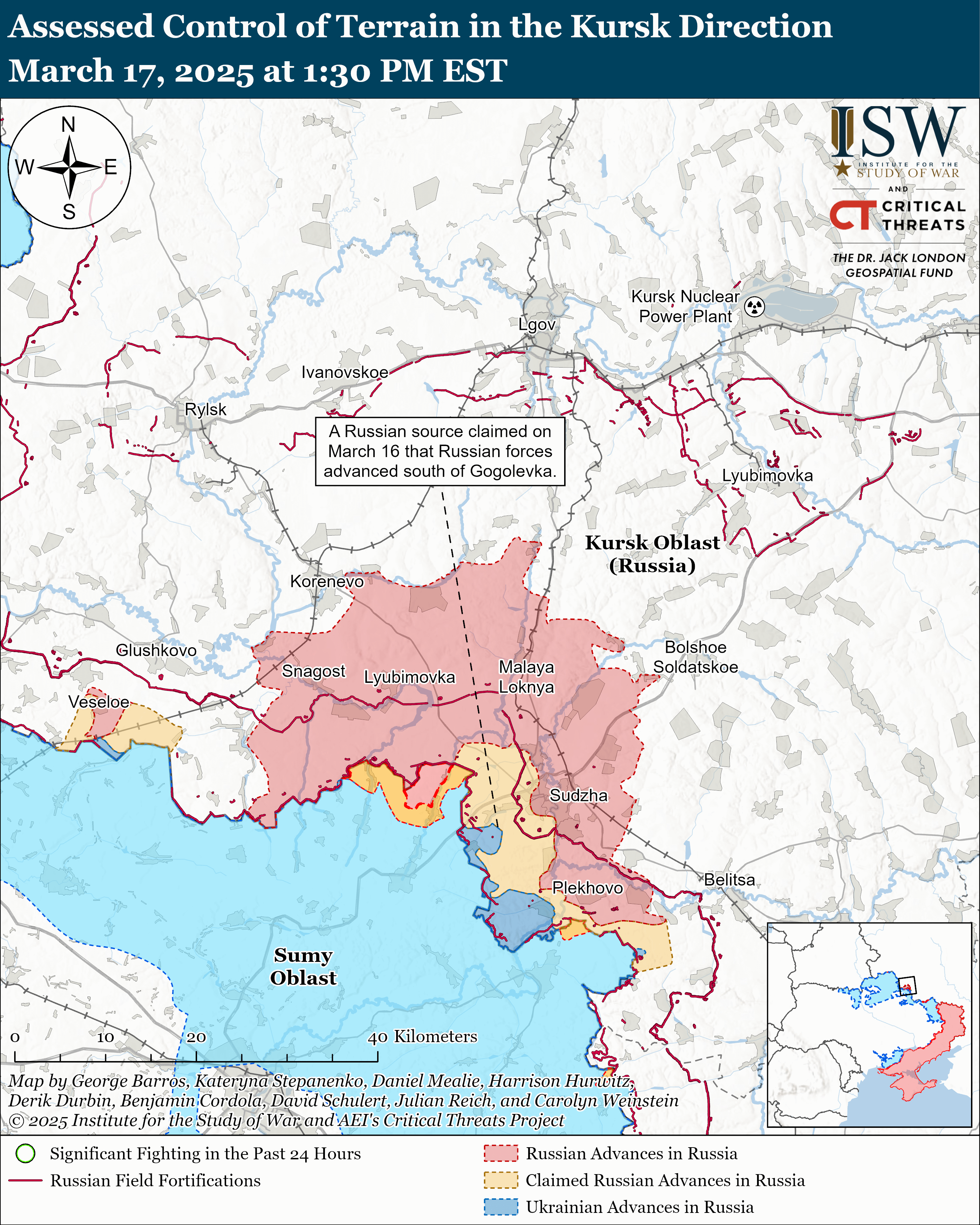 ​Бои за Гоголевку и Басовку: в ISW рассказали о ситуации на Курщине и Сумщине