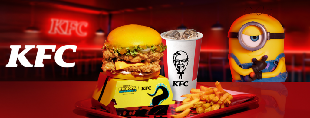 KFC запустив в Україні меню з посіпаками до прем’єри «Посіпаки і Монстряки»: бананові смаки, жовті бургери, тематичне пакування та п’ять колекційних фігурок.