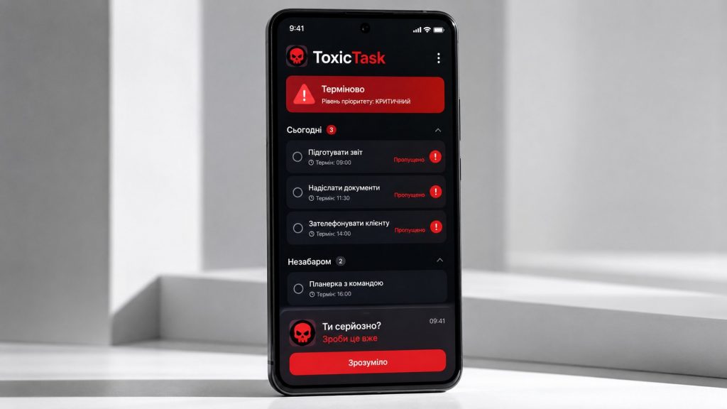 Український застосунок ToxicTask надсилає агресивні нагадування за прострочені завдання. Як працює планувальник завдань Android, хто його створив і де безкоштовно завантажити.
