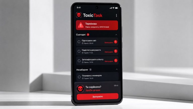 Український застосунок ToxicTask надсилає агресивні нагадування за прострочені завдання. Як працює планувальник завдань Android, хто його створив і де безкоштовно завантажити.