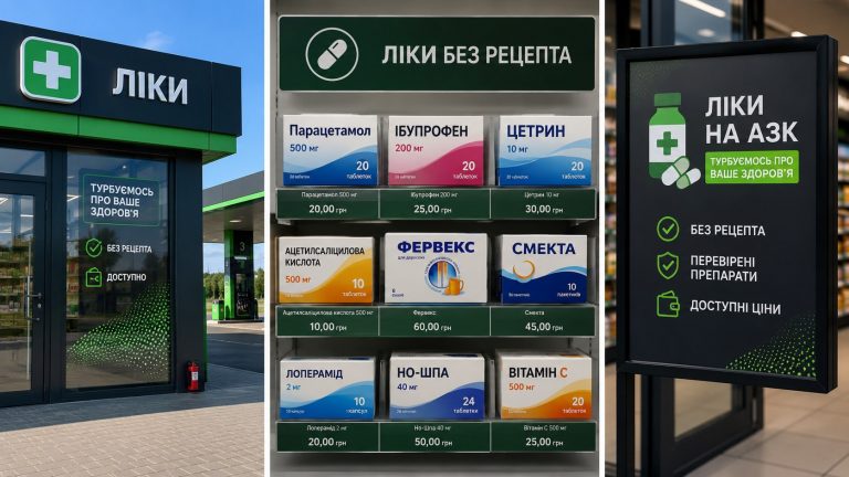 Ліки на АЗС в Україні у 2026 році: де працюють 357 точок продажу, які препарати можна купити без рецепта, як перевірити ліцензію, умови зберігання та чому ціни можуть відрізнятися. Дані для покупців.