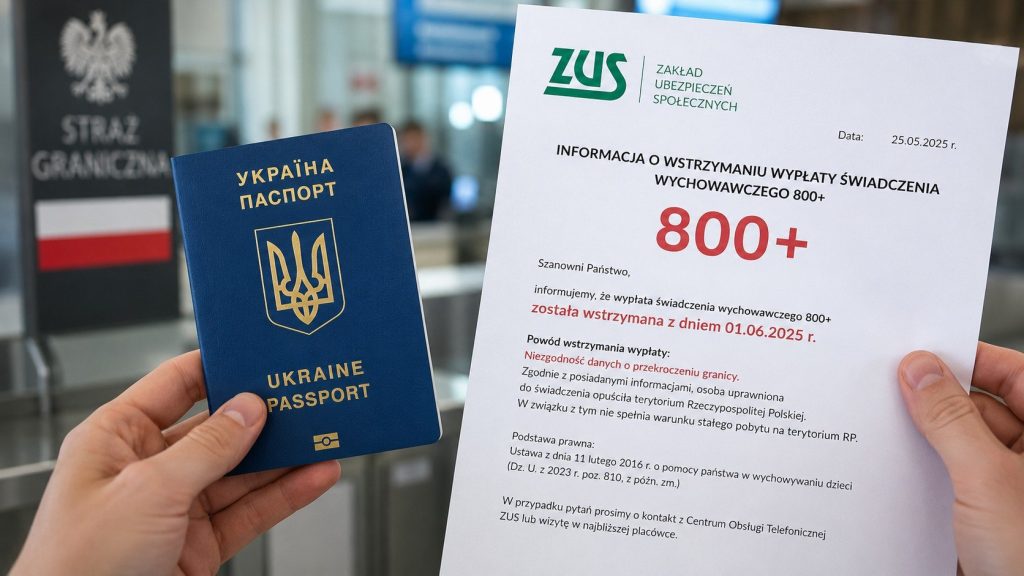 Українцям у Польщі призупиняють 800+ через розбіжності в даних про кордон. Що перевіряє ZUS, як подати пояснення та відновити виплату — покрокова інструкція для родин зі статусом UKR у 2026 році вже.