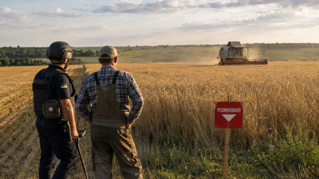 На Харківщині господарство «Гусарівське» збирає перший після початку великої війни врожай із поля, розмінованого за держпрограмою.