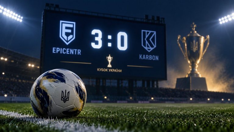 Епіцентр розгромив Карбон 3:0 у 1/16 фіналу Кубка України-2026/27. Артем Козак оформив хет-трик і вивів команду з Кам’янця-Подільського до 1/8 фіналу. Голи, рахунок і деталі матчу. Усі подробиці гри.
