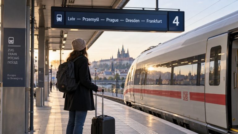 Львів — Франкфурт потягом у 2026 році: маршрут через Перемишль, розклад Leo Express LE232, зупинки у Празі й Дрездені, ціни на квитки та правила бронювання міжнародної поїздки до Німеччини по Європі.