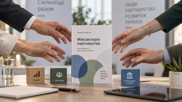 В Україні презентували практичний гід із міжсекторних партнерств: 57 інтерв’ю, моделі співпраці бізнесу, держави та НГО, інструменти розподілу ролей, довіри й оцінки результатів.