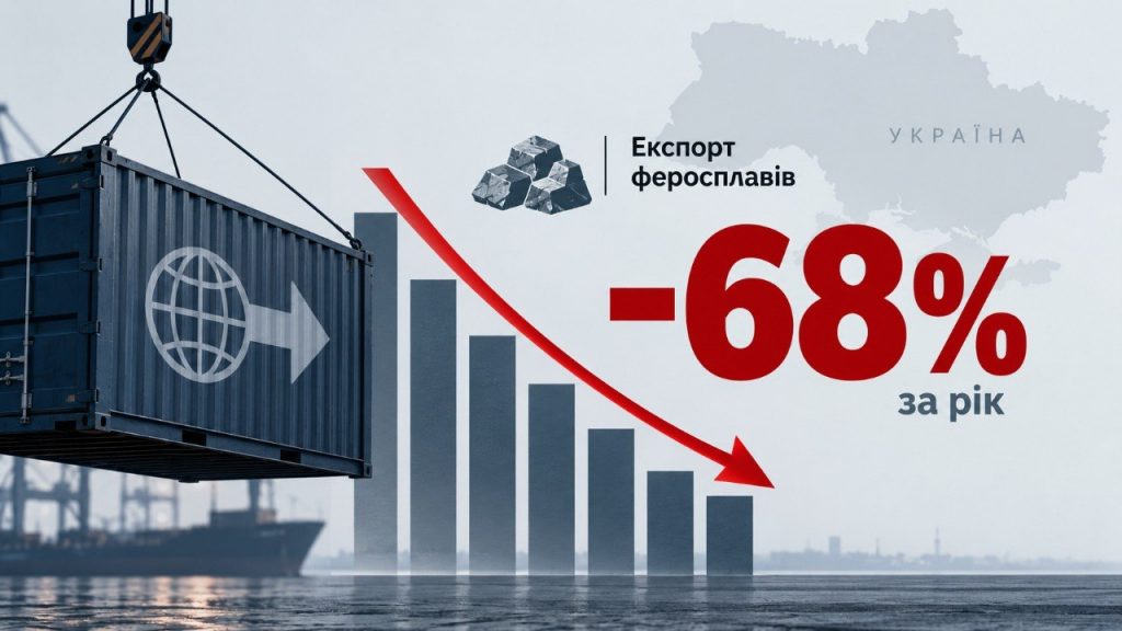 Експорт феросплавів з України за січень–серпень 2026 року впав на 67,5% — до 23,96 тис. тонн. Найбільше постачали до Польщі, Румунії та Туреччини; імпорт також скоротився. Причини — енергетична криза