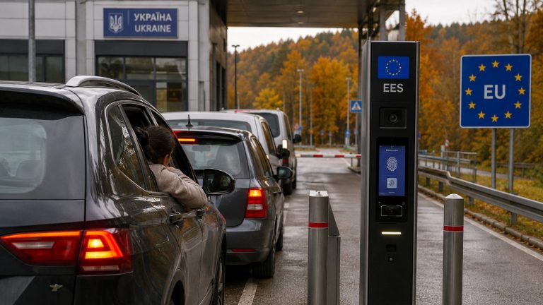 Черги на кордонах ЄС через EES восени 2026 року: де українцям закладати додатковий час, як працює біометрична перевірка та які переходи перевіряти перед виїздом до Польщі, Румунії й Угорщини у дорозі.