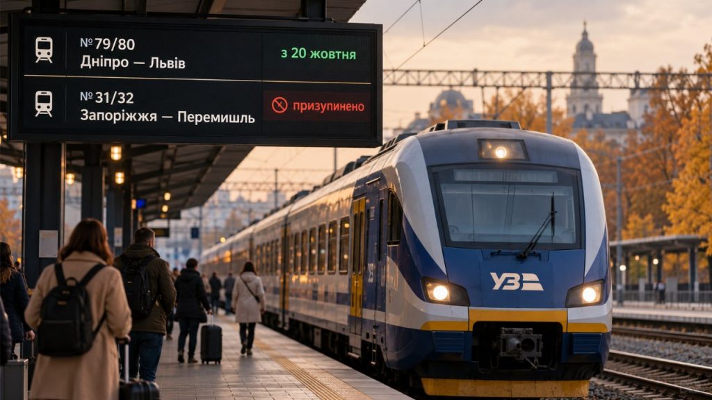 Укрзалізниця з 20 жовтня припиняє курсування поїздів №79/80 Дніпро–Львів і №31/32 Запоріжжя–Перемишль. Причина — безпекова ситуація та падіння пасажиропотоку. Які є заміни пасажирам. Що відомо зараз.