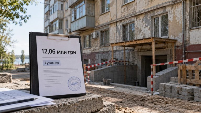 У Херсоні ТОВ «Терен» стало єдиним учасником тендера на ремонт цокольного поверху будинку за 12,06 млн грн. Що відомо про закупівлю, строки робіт, компанію та попередні підряди.